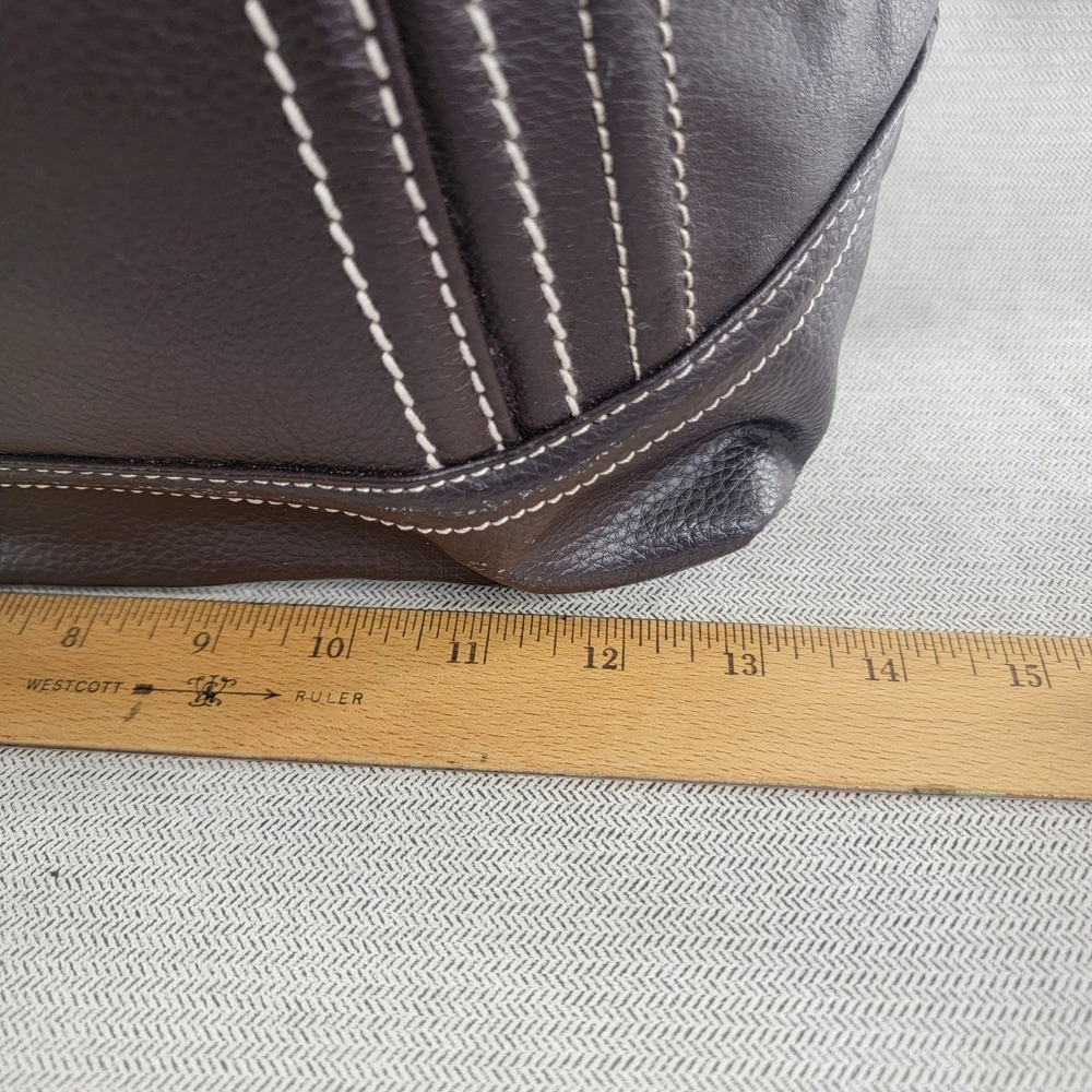 Tignanello Bag Carryall Pebbled Leather Large Double Handle Brown Sachel - Picture 12 of 14